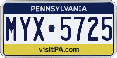 PA license plate MYX5725