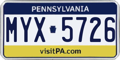 PA license plate MYX5726