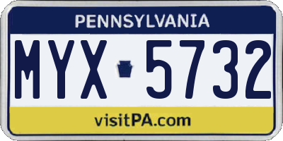 PA license plate MYX5732