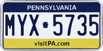 PA license plate MYX5735