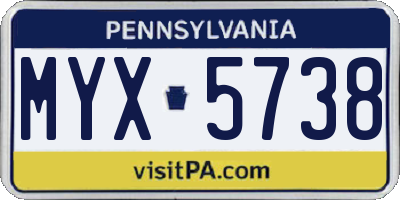 PA license plate MYX5738
