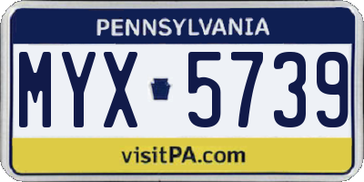 PA license plate MYX5739