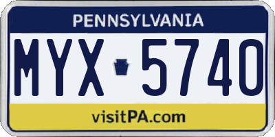 PA license plate MYX5740