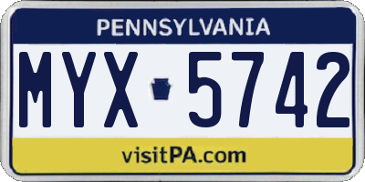 PA license plate MYX5742