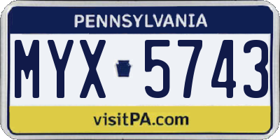 PA license plate MYX5743