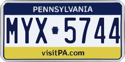 PA license plate MYX5744