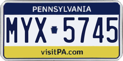 PA license plate MYX5745