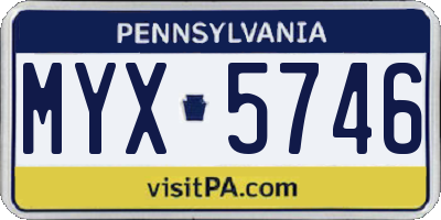 PA license plate MYX5746