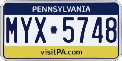 PA license plate MYX5748