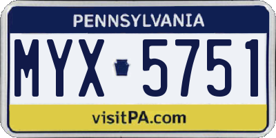 PA license plate MYX5751