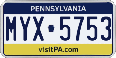 PA license plate MYX5753