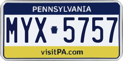 PA license plate MYX5757