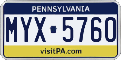 PA license plate MYX5760