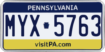 PA license plate MYX5763