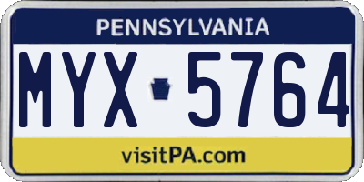 PA license plate MYX5764