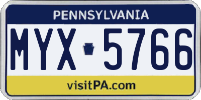 PA license plate MYX5766