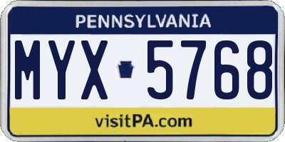 PA license plate MYX5768