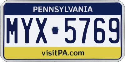 PA license plate MYX5769