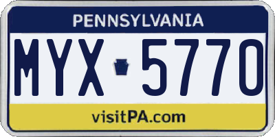 PA license plate MYX5770