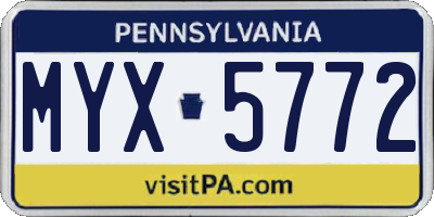 PA license plate MYX5772