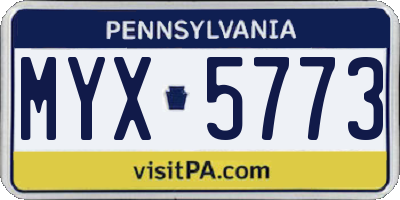 PA license plate MYX5773