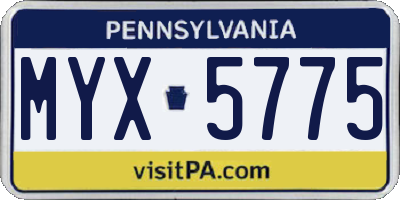 PA license plate MYX5775