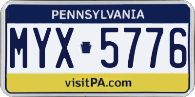 PA license plate MYX5776