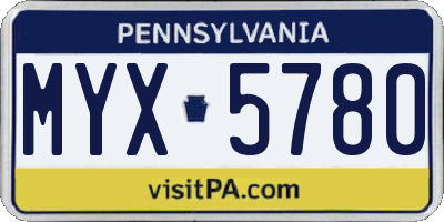 PA license plate MYX5780