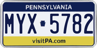 PA license plate MYX5782