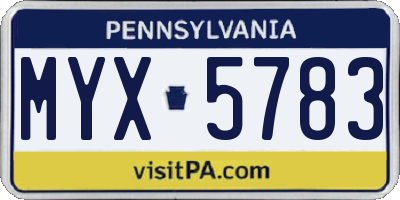 PA license plate MYX5783