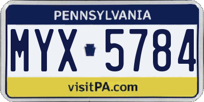 PA license plate MYX5784