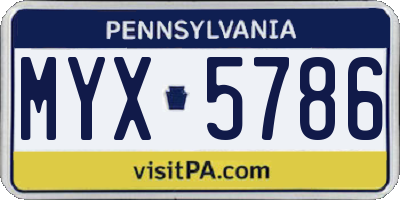 PA license plate MYX5786