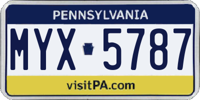 PA license plate MYX5787