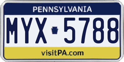 PA license plate MYX5788