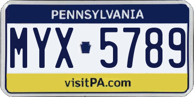 PA license plate MYX5789