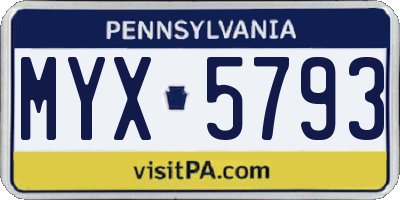 PA license plate MYX5793