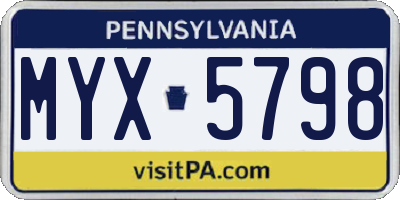 PA license plate MYX5798