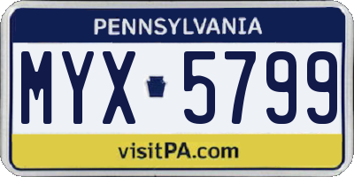 PA license plate MYX5799
