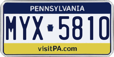 PA license plate MYX5810