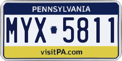 PA license plate MYX5811