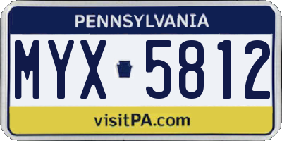 PA license plate MYX5812