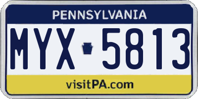 PA license plate MYX5813