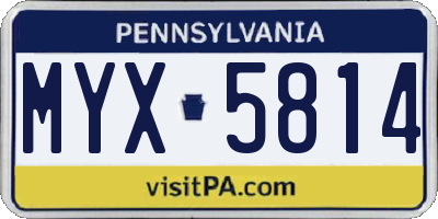 PA license plate MYX5814
