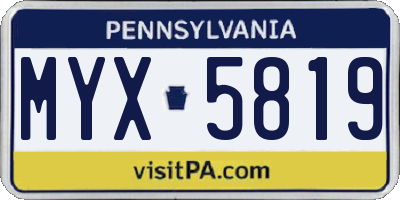 PA license plate MYX5819