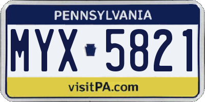 PA license plate MYX5821