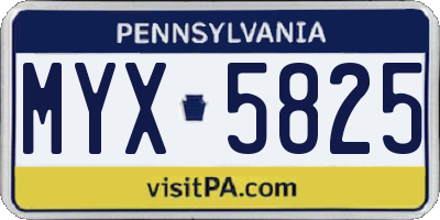 PA license plate MYX5825