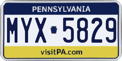 PA license plate MYX5829