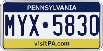 PA license plate MYX5830