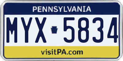 PA license plate MYX5834