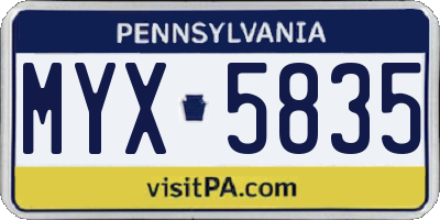 PA license plate MYX5835
